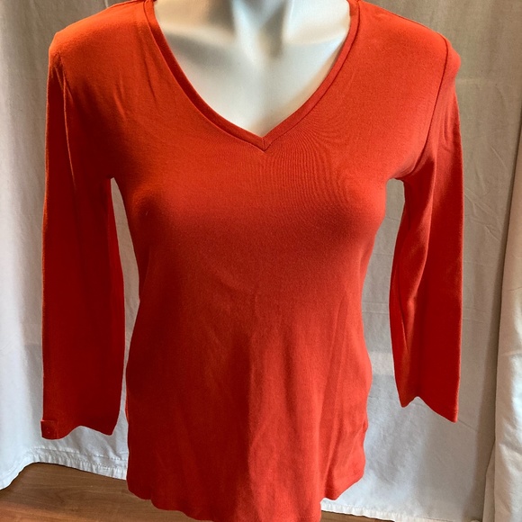 LAST CHANCE! Anne Klein Sport Orange Long Sleeve Tee - Picture 1 of 5